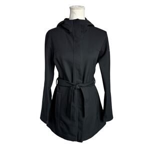 Columbia Women’s Softshell Trench Coat Jacket Hooded Black Belted Size L